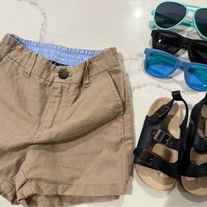 EUC Janie Jack Shorts Sunglasses Tommy Bahama Sandals 12-18 months
